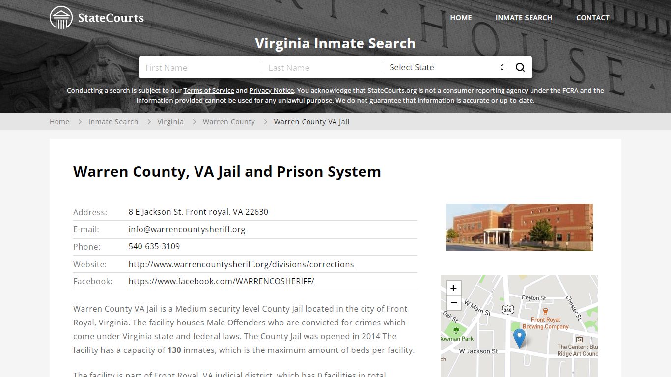 Warren County VA Jail Inmate Records Search, Virginia - StateCourts