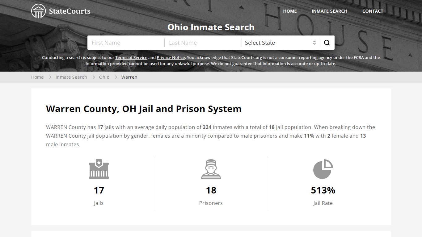 Warren County, OH Inmate Search - StateCourts